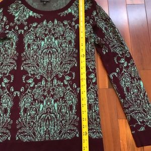 The Limited Mint Green Maroon Damask Wool Sweater